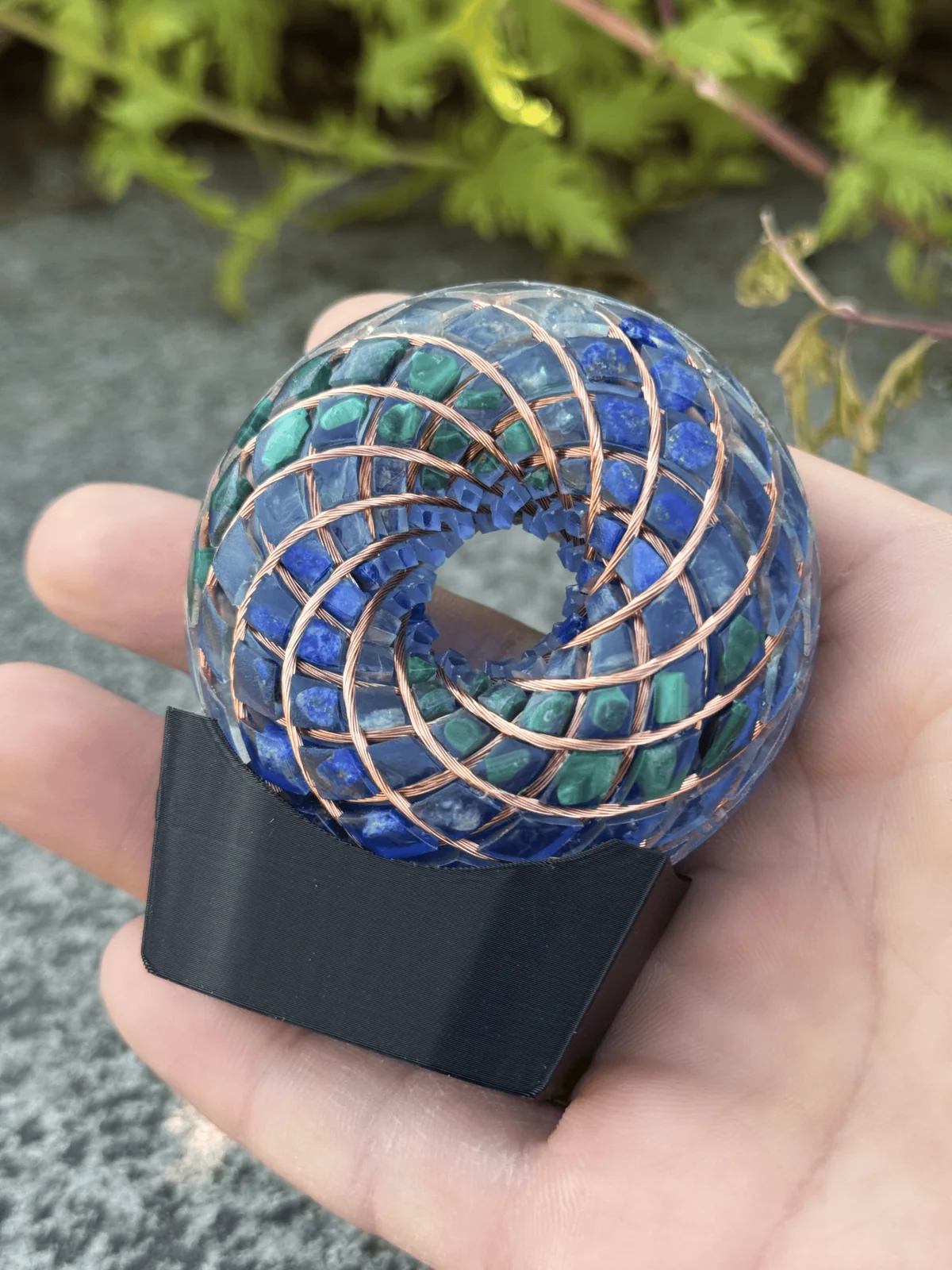 Rodin Coil · Lapis Lazuli & Blue Apatite & Malachite · 2.36inches · ภาพ 1
